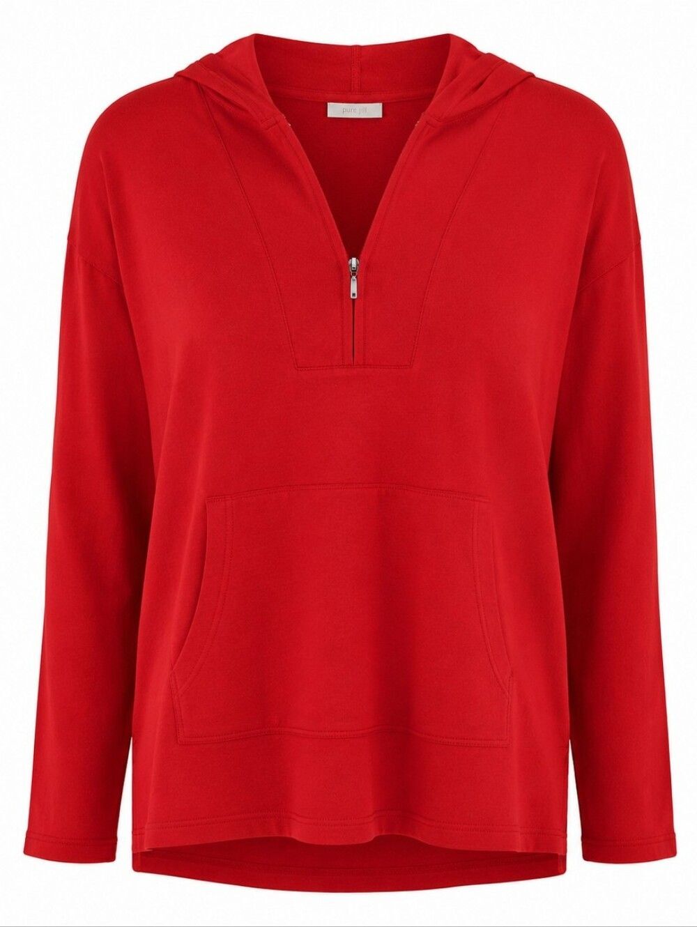 Pure Jill Pima Cotton Blend 1/4 Zip Hooded Pullover Top Petite Small Lounge Casu